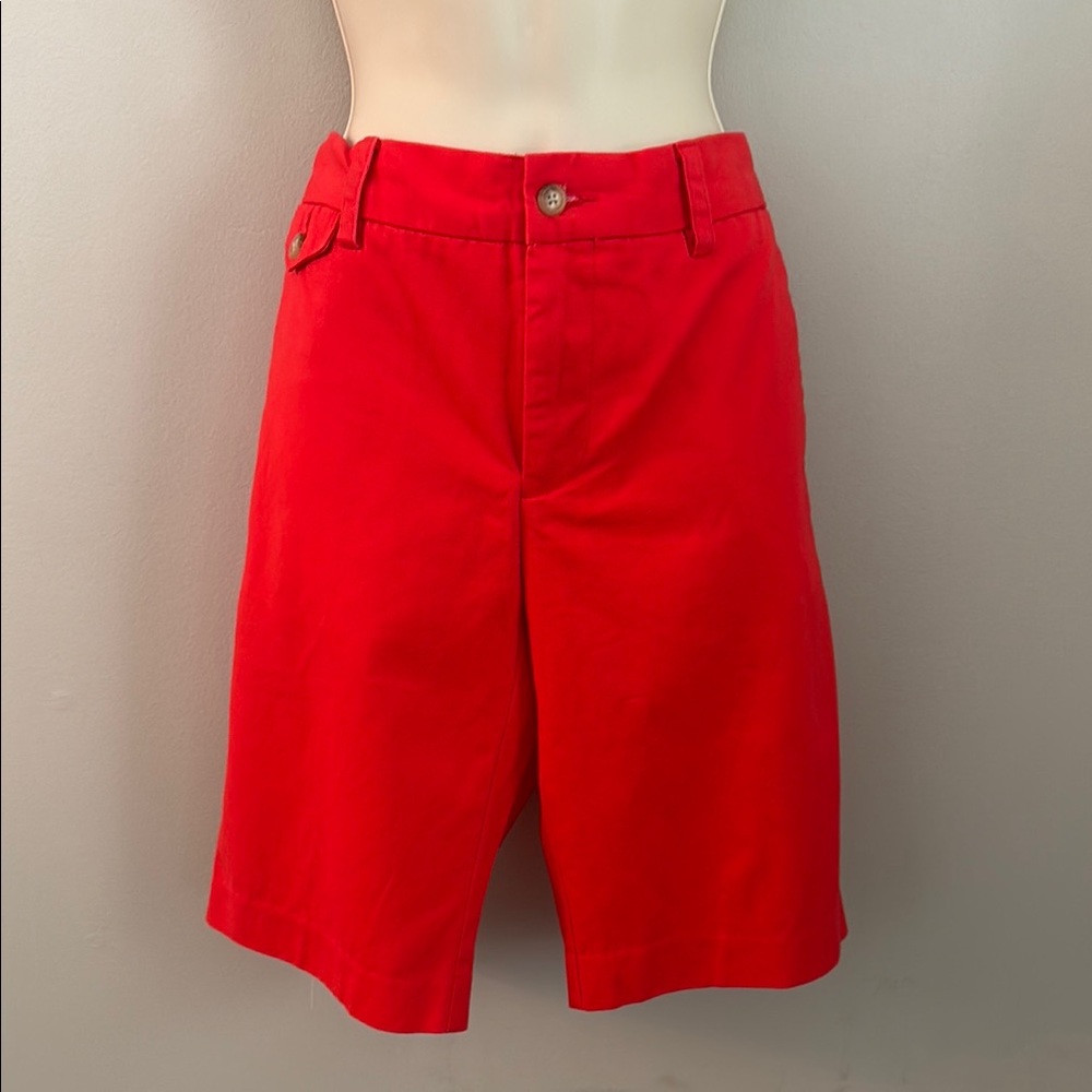 Ralph Lauren Women’s Classic Coral Red Cotton Chino Bermuda Shorts Size 8